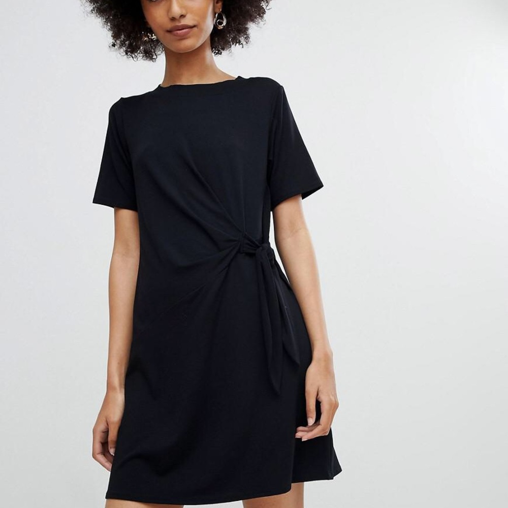 New Look Black Ruched Side Jersey Tunic Dress